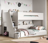 Flair Slick Staircase Triple Bunk Bed with Storage White