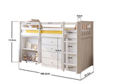 Flair Soban Shorty Cabin Bed with Desk and Storage White
