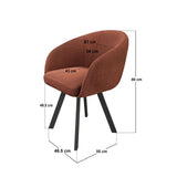SOLACE+CO Vito Dining Chair Set of 2 Brown Boucle