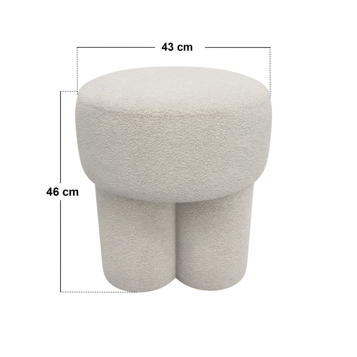 SOLACE+CO Ferro Round Pouffe Set Beige Sherpa Fleece