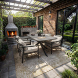 SOLACE+CO Eliza Outdoor Dining Table & Chairs Set Grey & Dark Brown Set of 4