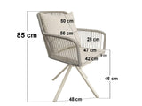 SOLACE+CO Hana Table & Juno Swivel Chairs Garden Bistro Set Beige Rattan