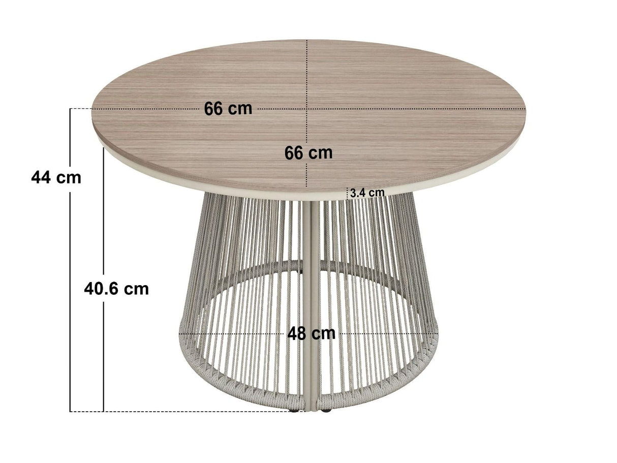 SOLACE+CO Hana Table & Juno Swivel Chairs Garden Bistro Set Beige Rattan