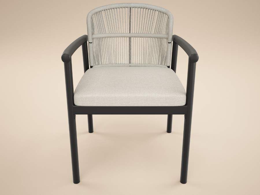 SOLACE+CO Eliza Outdoor Dining Table & Chairs Set Grey & Dark Brown Set of 4