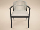 SOLACE+CO Eliza Outdoor Dining Table & Chairs Set Grey & Dark Brown Set of 4