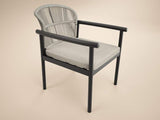 SOLACE+CO Eliza Outdoor Dining Table & Chairs Set Grey & Dark Brown Set of 6