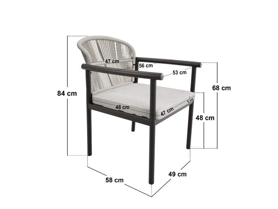 SOLACE+CO Eliza Outdoor Dining Table & Chairs Set Grey & Dark Brown Set of 6