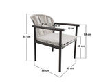 SOLACE+CO Eliza Outdoor Dining Table & Chairs Set Grey & Dark Brown Set of 6