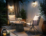 SOLACE+CO Hana Table & Juno Swivel Chairs Garden Bistro Set Beige Rattan