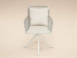 SOLACE+CO Hana Table & Juno Swivel Chairs Garden Bistro Set Beige Rattan