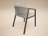 SOLACE+CO Hana Oval Garden Dining Table Grey with Lynden Chairs Set of 4 Dark Brown