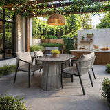 SOLACE+CO Hana Oval Garden Dining Table Grey with Lynden Chairs Set of 4 Dark Brown