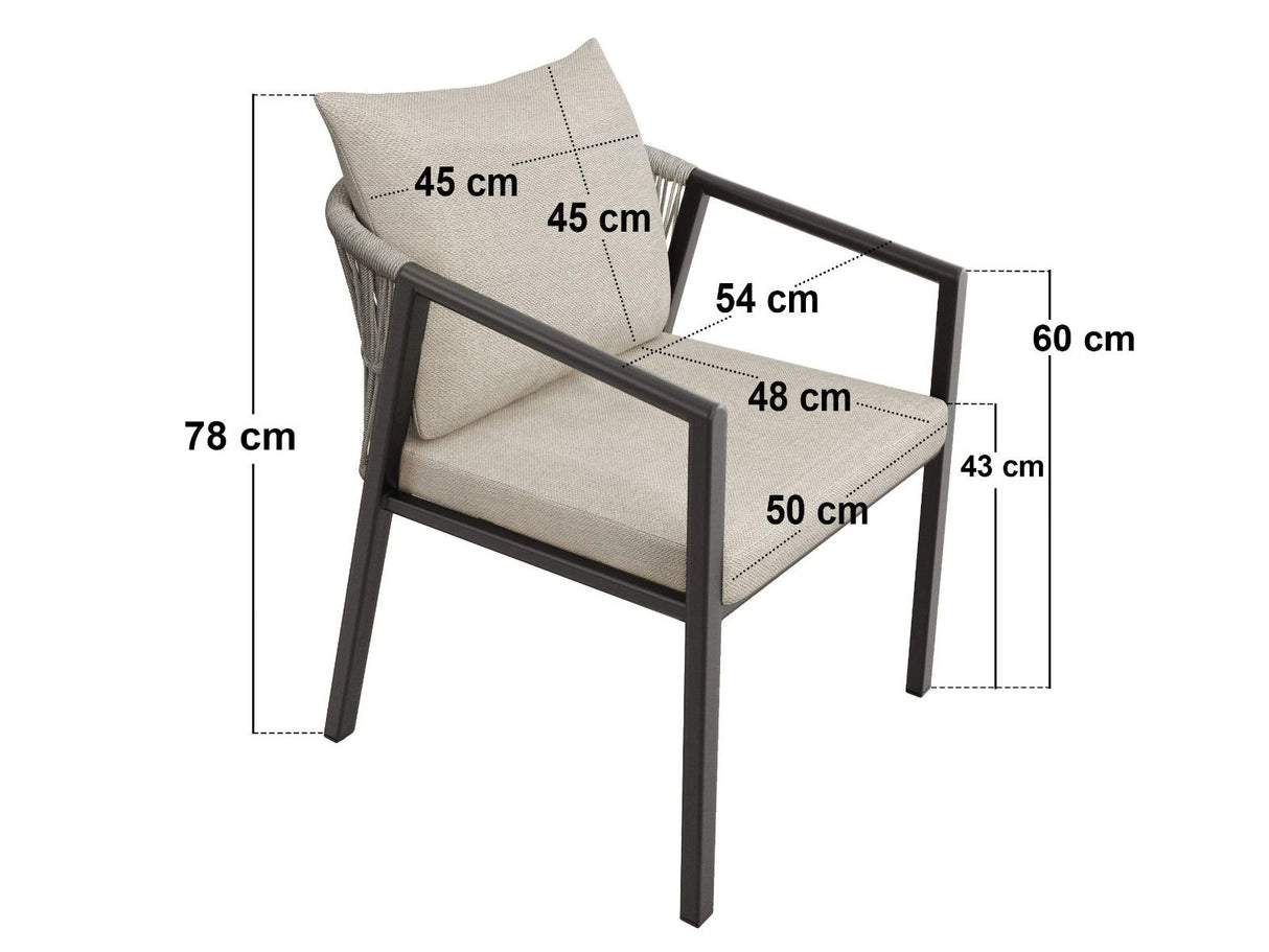 SOLACE+CO Hana Oval Garden Dining Table Grey with Lynden Chairs Set of 4 Dark Brown