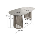 SOLACE+CO Hana Oval Garden Dining Table Grey with Lynden Chairs Set of 4 Dark Brown