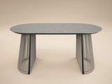SOLACE+CO Hana Oval Garden Dining Table Grey with Lynden Chairs Set of 4 Dark Brown