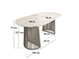 SOLACE+CO Hana Oval Garden Dining Table Beige with Lynden Chairs Set of 4 Beige Rattan