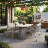 SOLACE+CO Hana Oval Garden Dining Table Beige with Lynden Chairs Set of 4 Beige Rattan