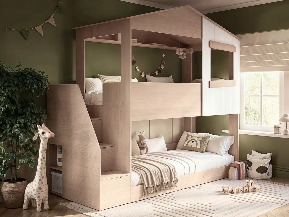 Flair Dreamland House Staircase Bunk Oak & White
