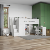 Flair Stepaside Staircase High Sleeper Workstation White