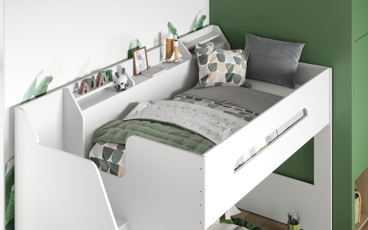 Flair Stepaside High Sleeper Bed with Staircase White
