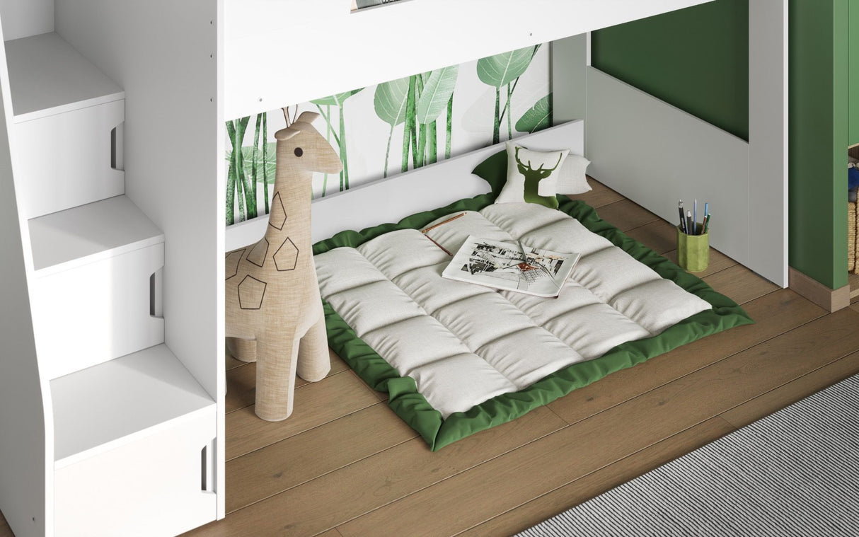Flair Stepaside High Sleeper Bed with Staircase White