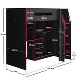 Recoil Summit Gaming High Sleeper with Wardrobe Black & Red