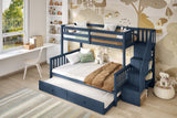 Flair Tag Triple Staircase Bunk Bed with Trundle Navy