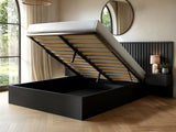 SOLACE+CO Taylor Double Hotel Ottoman Bed with Side Tables Black