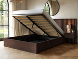 SOLACE+CO Taylor Double Hotel Ottoman Bed with Side Tables Walnut