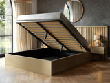 SOLACE+CO Taylor Double Hotel Ottoman Bed with Side Tables Light Wood