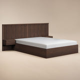 SOLACE+CO Taylor Double Hotel Ottoman Bed with Side Tables Walnut
