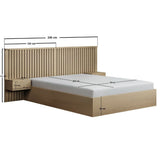 SOLACE+CO Taylor Kingsize Hotel Ottoman Bed with Side Tables Light Wood