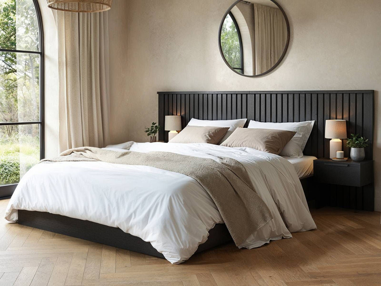 SOLACE+CO Taylor Kingsize Hotel Ottoman Bed with Side Tables Black