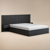 SOLACE+CO Taylor Double Hotel Ottoman Bed with Side Tables Black