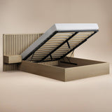 SOLACE+CO Taylor Double Hotel Ottoman Bed with Side Tables Light Wood