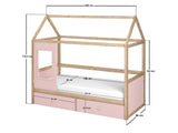 Flair Ted Play House Wooden Bed with Storage Pink