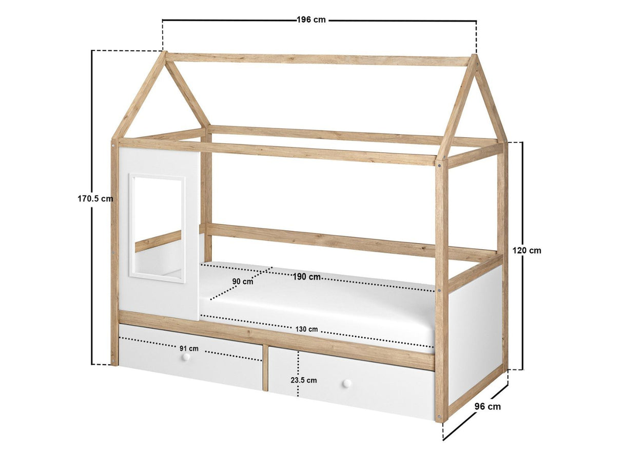 Flair Ted Play House Wooden Bed with Storage White