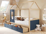 Flair Ted Play House Wooden Bed with Storage Blue