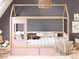 Flair Ted Play House Wooden Bed with Storage Pink