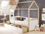 Flair Ted Play House Wooden Bed with Storage White