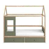 Flair Ted Play House Wooden Bed with Storage Green