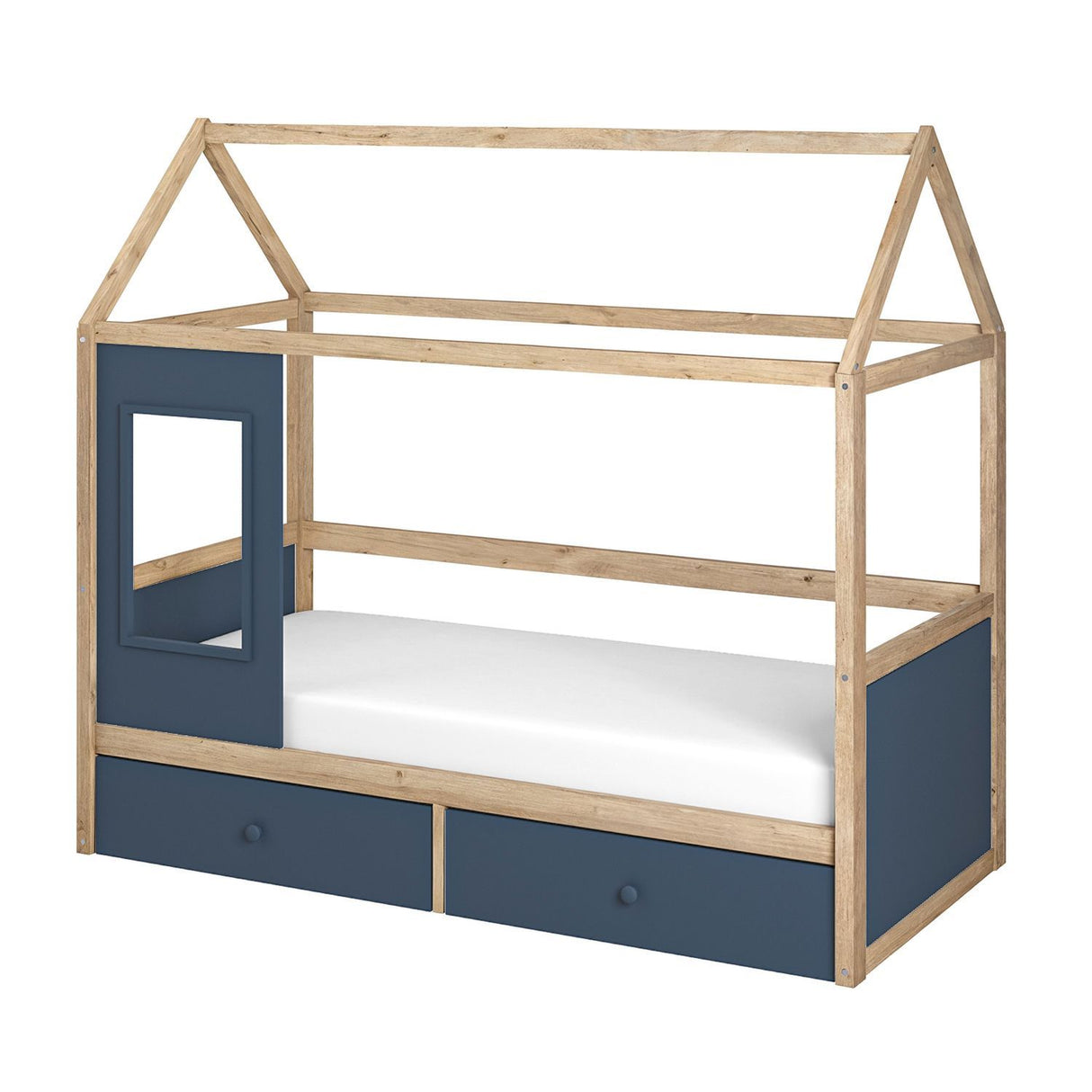 Flair Ted Play House Wooden Bed with Storage Blue
