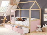 Flair Ted Play House Wooden Bed with Storage Pink