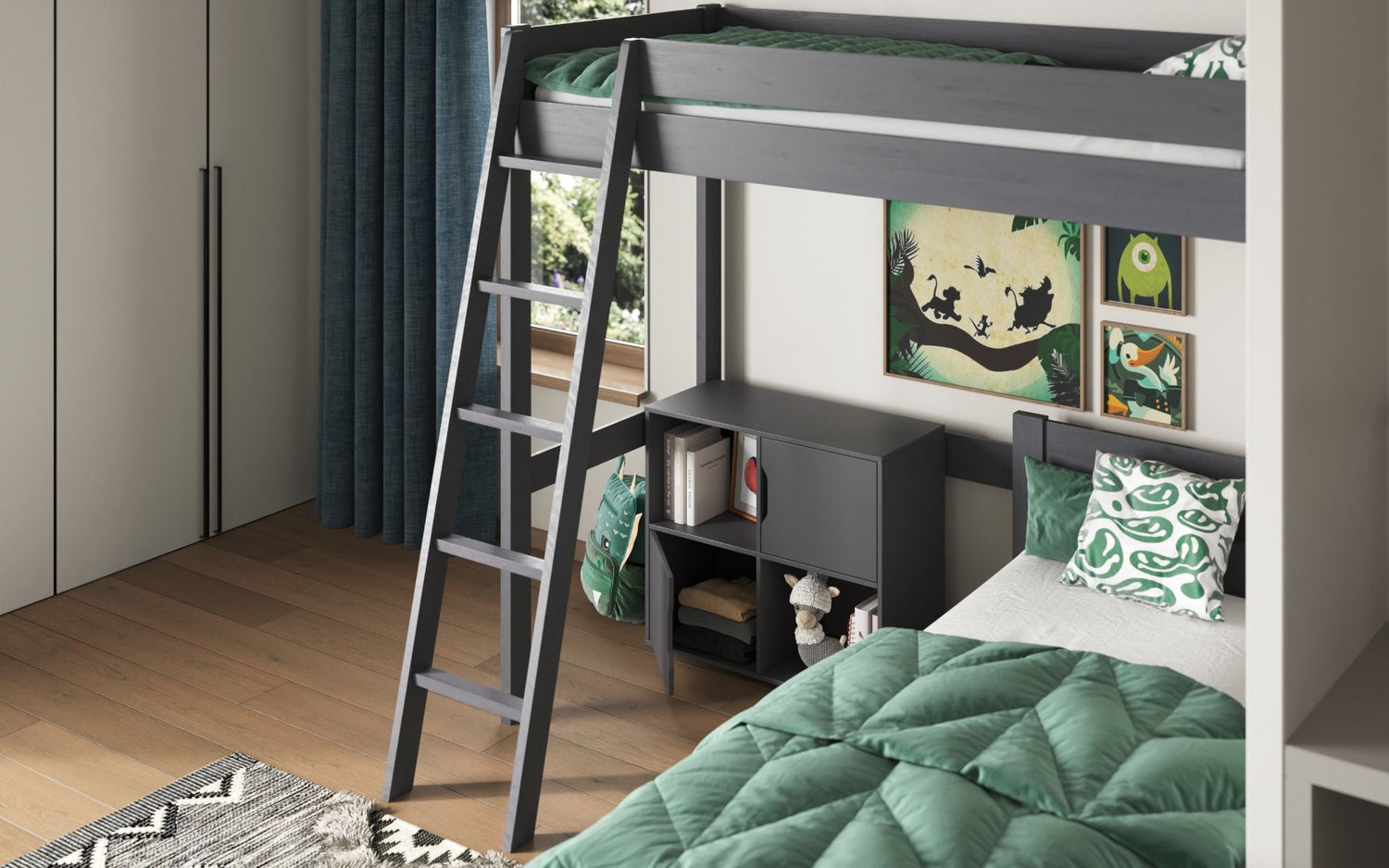 Noomi Tera Single/Double L Shaped Bunk Bed Grey (FSC-Certified)