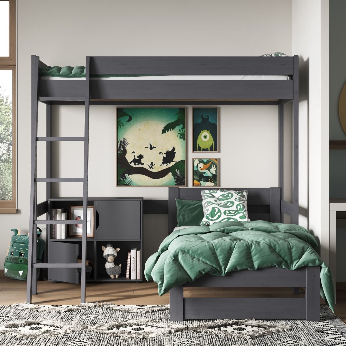 Noomi Tera Single/Double L Shaped Bunk Bed Grey (FSC-Certified)