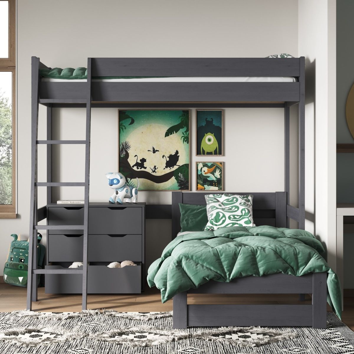 Noomi Tera Single/Double L Shaped Bunk Bed Grey (FSC-Certified)