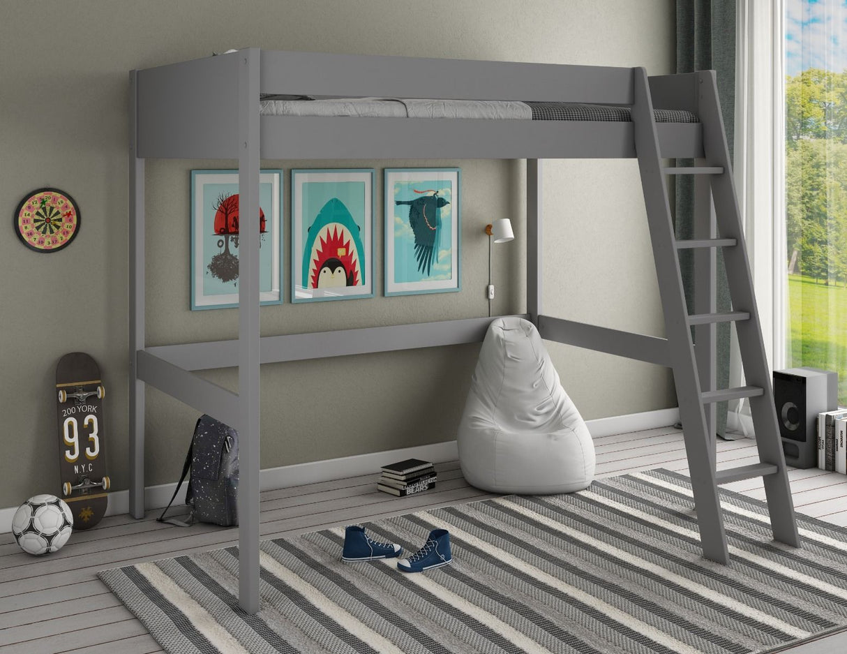 Noomi Tera Solid Wood Small Double High Sleeper Grey (FSC-Certified)