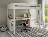 Noomi Tera Solid Wood Small Double Gaming High Sleeper White (FSC-Certified)