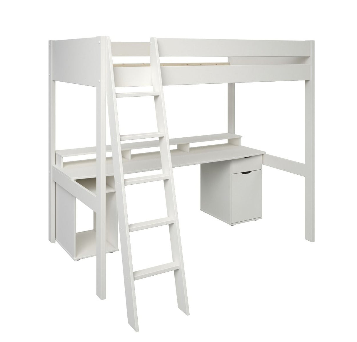 Noomi Tera Solid Wood Small Double Gaming High Sleeper White (FSC-Certified)