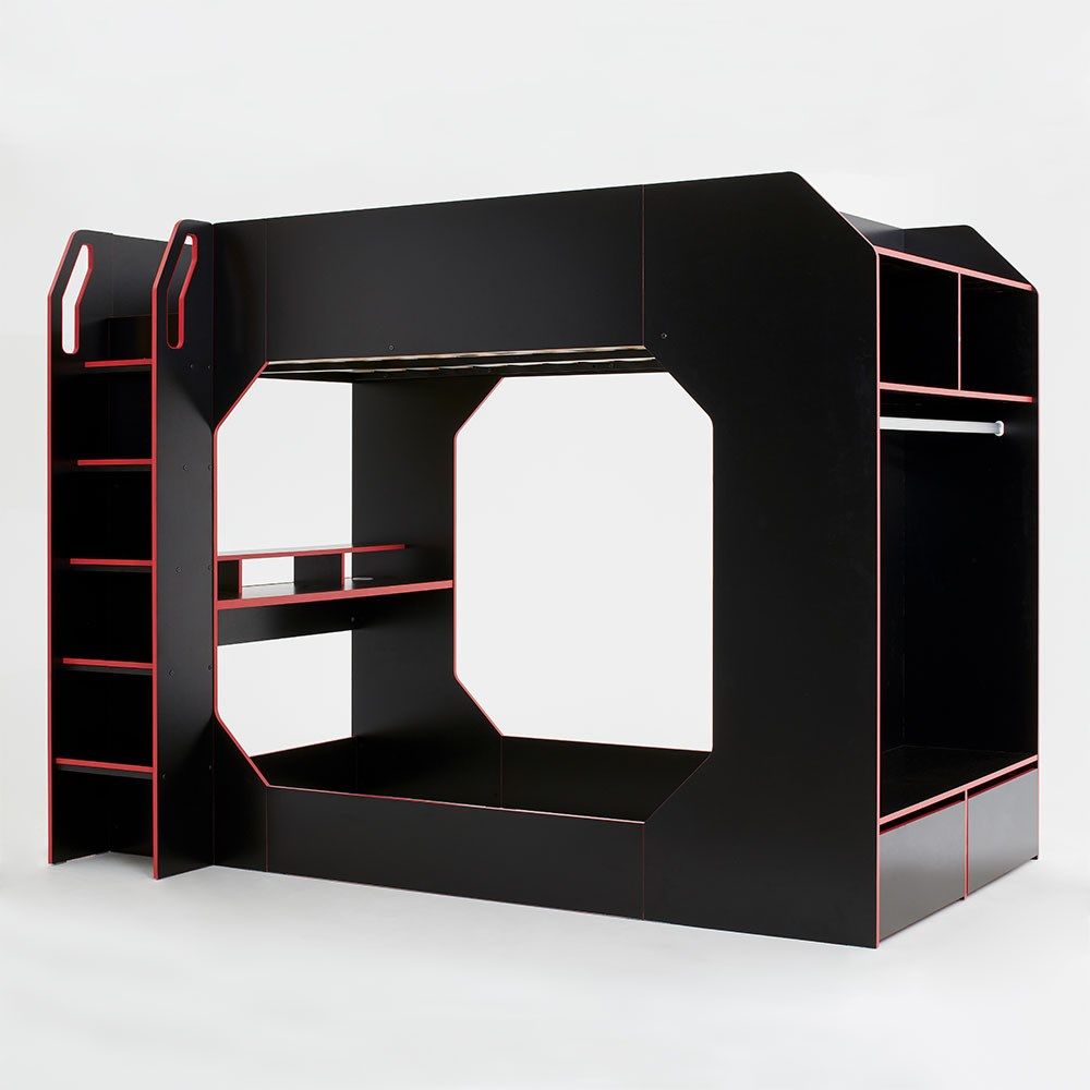 Recoil Boss Pod Small Double Gaming High Sleeper with Storage Black & Red